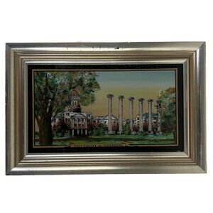 Vintage Reverse Painting on Glass University Of Missouri Mizzou Collegiate Gift